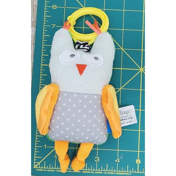 Taf Toys Obi the Owl Jittering Baby Toy Infant Plush Pull Down Hanger Wiggle - Picture 4 of 4